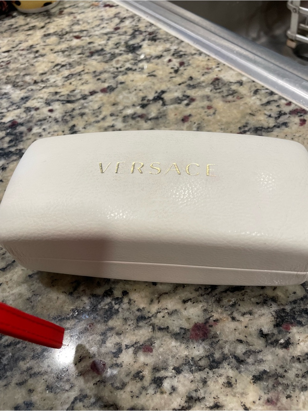 Versace White Sunglasses Case with Gold Logo